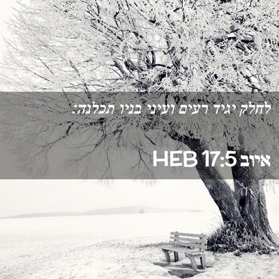 Picture 02 - איוב 17:5 HEB - לחלק יגיד רעים ועיני בניו - Bible Verse Picture