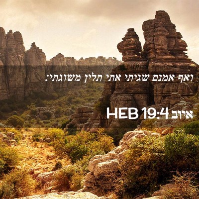 Picture 02 - איוב 19:4 HEB - ואף אמנם שגיתי אתי תלין - Bible Verse Picture