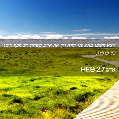 Picture 02 - איוב 2:7 HEB - ויצא השטן מאת פני יהוה ויך - Bible Verse Picture