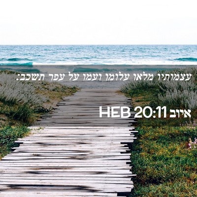 Picture 02 - איוב 20:11 HEB - עצמותיו מלאו עלומו ועמו על - Bible Verse Picture