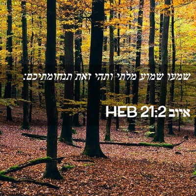 Picture 02 - איוב 21:2 HEB - שמעו שמוע מלתי ותהי זאת - Bible Verse Picture