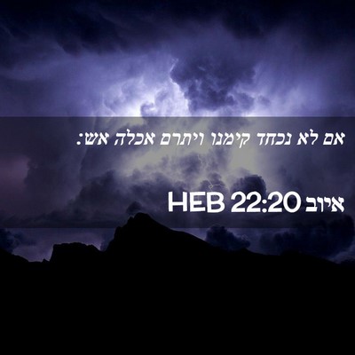 Picture 02 - איוב 22:20 HEB - אם לא נכחד קימנו ויתרם אכלה - Bible Verse Picture