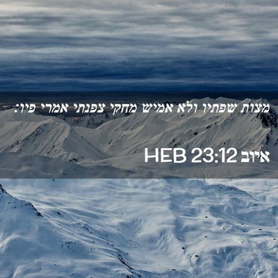 Picture 02 - איוב 23:12 HEB - מצות שפתיו ולא אמיש מחקי - Bible Verse Picture