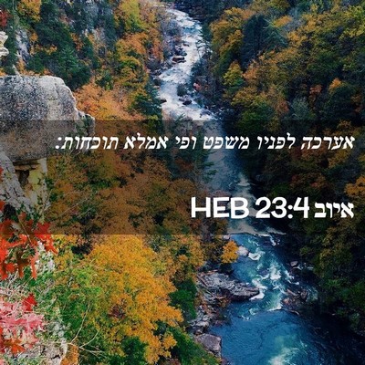 Picture 02 - איוב 23:4 HEB - אערכה לפניו משפט ופי אמלא - Bible Verse Picture