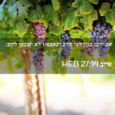 Picture 02 - איוב 27:14 HEB - אם ירבו בניו למו חרב - Bible Verse Picture