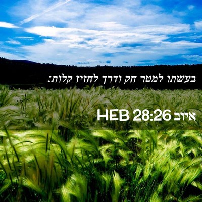 Picture 02 - איוב 28:26 HEB - בעשתו למטר חק ודרך לחזיז - Bible Verse Picture