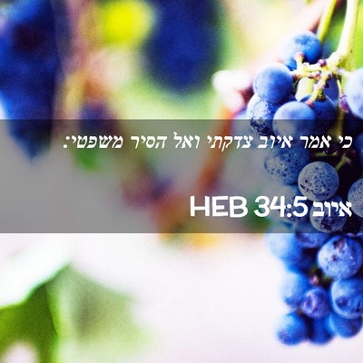 Picture 02 - איוב 34:5 HEB - כי אמר איוב צדקתי ואל הסיר - Bible Verse Picture
