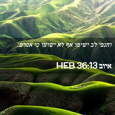 Picture 02 - איוב 36:13 HEB - וחנפי לב ישימו אף לא ישועו - Bible Verse Picture
