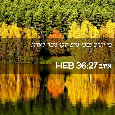 Picture 02 - איוב 36:27 HEB - כי יגרע נטפי מים יזקו מטר - Bible Verse Picture