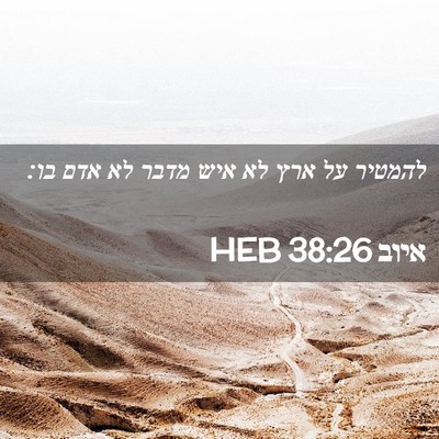Picture 02 - איוב 38:26 HEB - להמטיר על ארץ לא איש מדבר - Bible Verse Picture