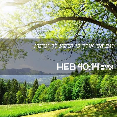 Picture 02 - איוב 40:14 HEB - וגם אני אודך כי תושע לך - Bible Verse Picture