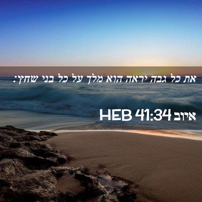 Picture 02 - איוב 41:34 HEB - את כל גבה יראה הוא מלך על כל - Bible Verse Picture