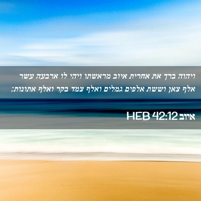 Picture 02 - איוב 42:12 HEB - ויהוה ברך את אחרית איוב - Bible Verse Picture