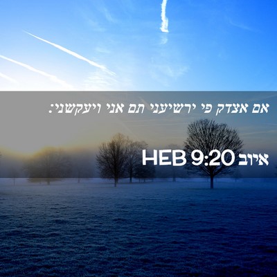 Picture 02 - איוב 9:20 HEB - אם אצדק פי ירשיעני תם אני - Bible Verse Picture