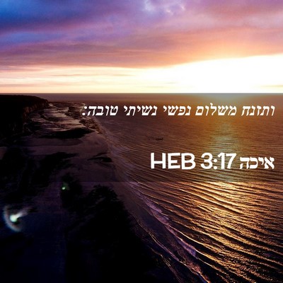 Picture 02 - איכה 3:17 HEB - ותזנח משלום נפשי נשיתי - Bible Verse Picture