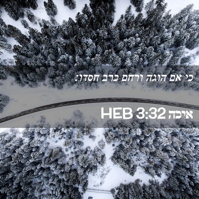 Picture 02 - איכה 3:32 HEB - כי אם הוגה ורחם כרב - Bible Verse Picture