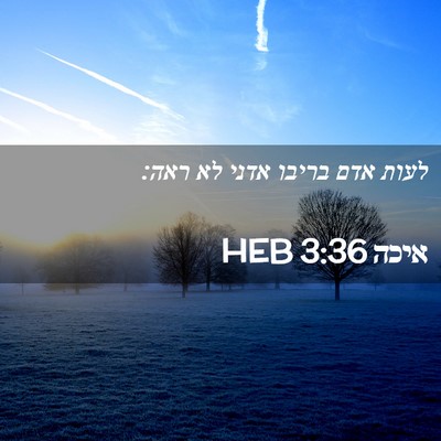 Picture 02 - איכה 3:36 HEB - לעות אדם בריבו אדני לא - Bible Verse Picture