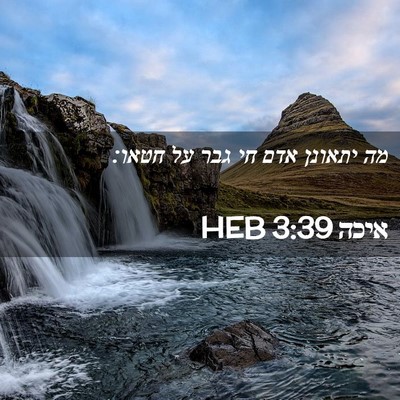Picture 02 - איכה 3:39 HEB - מה יתאונן אדם חי גבר על - Bible Verse Picture