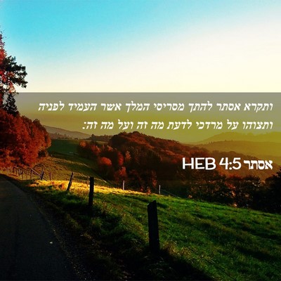 Picture 02 - אסתר 4:5 HEB - ותקרא אסתר להתך מסריסי - Bible Verse Picture