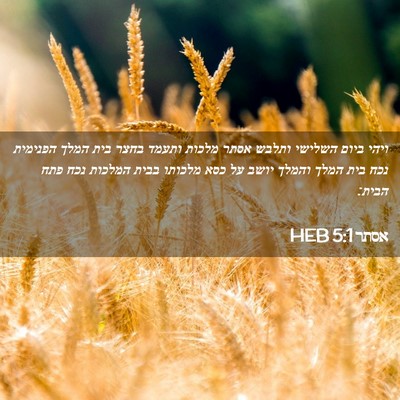 Picture 02 - אסתר 5:1 HEB - ויהי ביום השלישי ותלבש - Bible Verse Picture