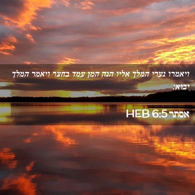 Picture 02 - אסתר 6:5 HEB - ויאמרו נערי המלך אליו הנה - Bible Verse Picture