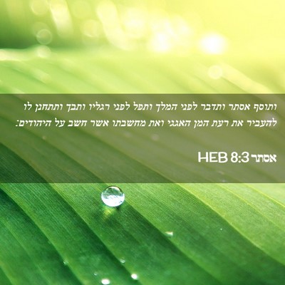 Picture 02 - אסתר 8:3 HEB - ותוסף אסתר ותדבר לפני המלך - Bible Verse Picture
