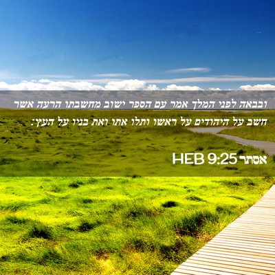 Picture 02 - אסתר 9:25 HEB - ובבאה לפני המלך אמר עם הספר - Bible Verse Picture