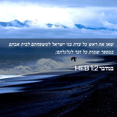 Picture 02 - במדבר 1:2 HEB - שאו את ראש כל עדת בני ישראל - Bible Verse Picture