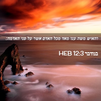Picture 02 - במדבר 12:3 HEB - והאיש משה ענו מאד מכל האדם - Bible Verse Picture