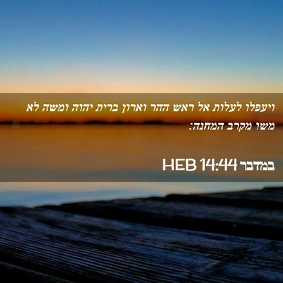 Picture 02 - במדבר 14:44 HEB - ויעפלו לעלות אל ראש ההר - Bible Verse Picture