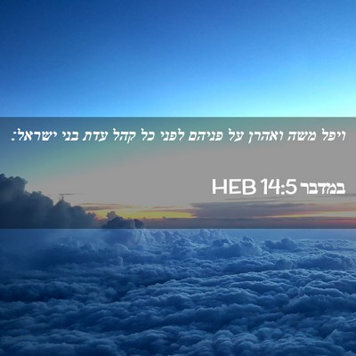 Picture 02 - במדבר 14:5 HEB - ויפל משה ואהרן על פניהם - Bible Verse Picture