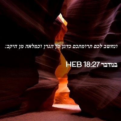 Picture 02 - במדבר 18:27 HEB - ונחשב לכם תרומתכם כדגן מן - Bible Verse Picture