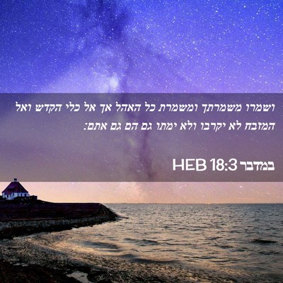 Picture 02 - במדבר 18:3 HEB - ושמרו משמרתך ומשמרת כל - Bible Verse Picture