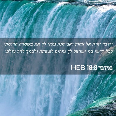 Picture 02 - במדבר 18:8 HEB - וידבר יהוה אל אהרן ואני הנה - Bible Verse Picture