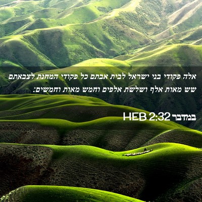 Picture 02 - במדבר 2:32 HEB - אלה פקודי בני ישראל לבית - Bible Verse Picture