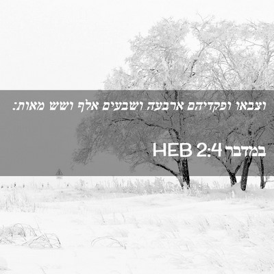 Picture 02 - במדבר 2:4 HEB - וצבאו ופקדיהם ארבעה ושבעים - Bible Verse Picture