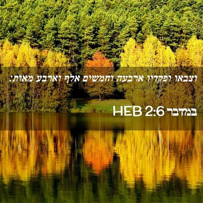 Picture 02 - במדבר 2:6 HEB - וצבאו ופקדיו ארבעה וחמשים - Bible Verse Picture
