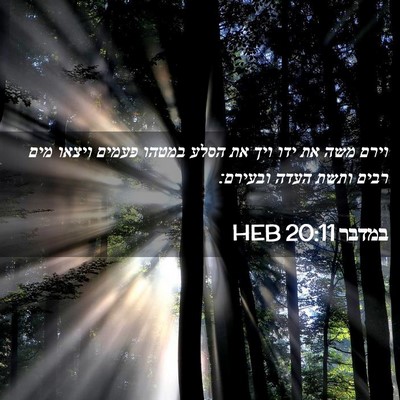 Picture 02 - במדבר 20:11 HEB - וירם משה את ידו ויך את הסלע - Bible Verse Picture
