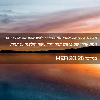 Picture 02 - במדבר 20:28 HEB - ויפשט משה את אהרן את בגדיו - Bible Verse Picture