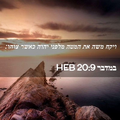 Picture 02 - במדבר 20:9 HEB - ויקח משה את המטה מלפני יהוה - Bible Verse Picture