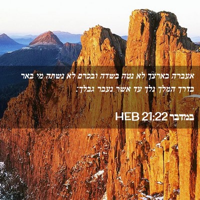 Picture 02 - במדבר 21:22 HEB - אעברה בארצך לא נטה בשדה - Bible Verse Picture