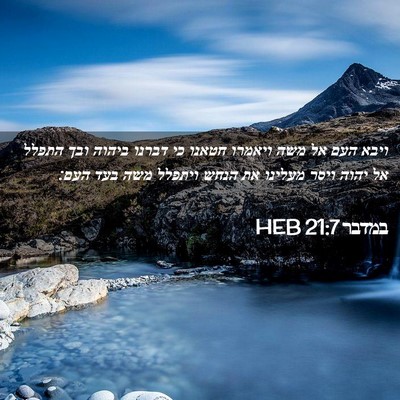 Picture 02 - במדבר 21:7 HEB - ויבא העם אל משה ויאמרו - Bible Verse Picture