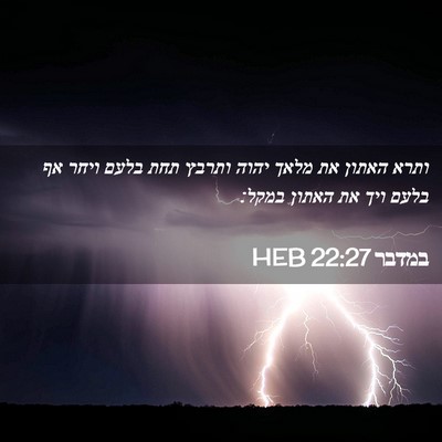 Picture 02 - במדבר 22:27 HEB - ותרא האתון את מלאך יהוה - Bible Verse Picture