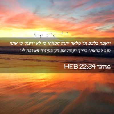 Picture 02 - במדבר 22:34 HEB - ויאמר בלעם אל מלאך יהוה - Bible Verse Picture