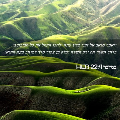 Picture 02 - במדבר 22:4 HEB - ויאמר מואב אל זקני מדין עתה - Bible Verse Picture
