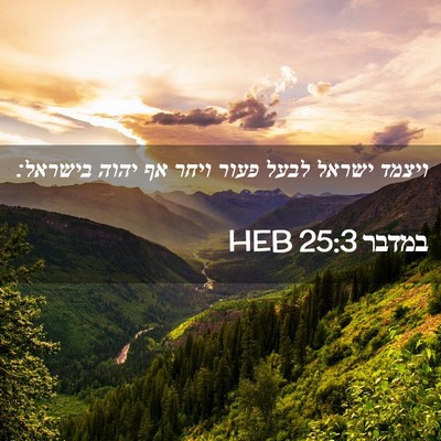 Picture 02 - במדבר 25:3 HEB - ויצמד ישראל לבעל פעור ויחר - Bible Verse Picture