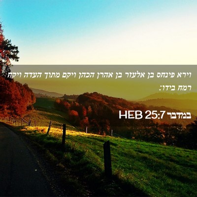 Picture 02 - במדבר 25:7 HEB - וירא פינחס בן אלעזר בן אהרן - Bible Verse Picture