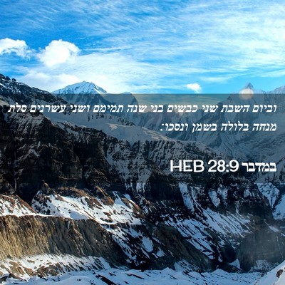 Picture 02 - במדבר 28:9 HEB - וביום השבת שני כבשים בני - Bible Verse Picture