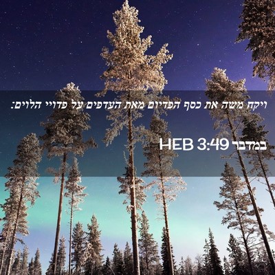 Picture 02 - במדבר 3:49 HEB - ויקח משה את כסף הפדיום מאת - Bible Verse Picture