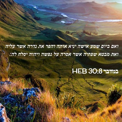 Picture 02 - במדבר 30:8 HEB - ואם ביום שמע אישה יניא אותה - Bible Verse Picture